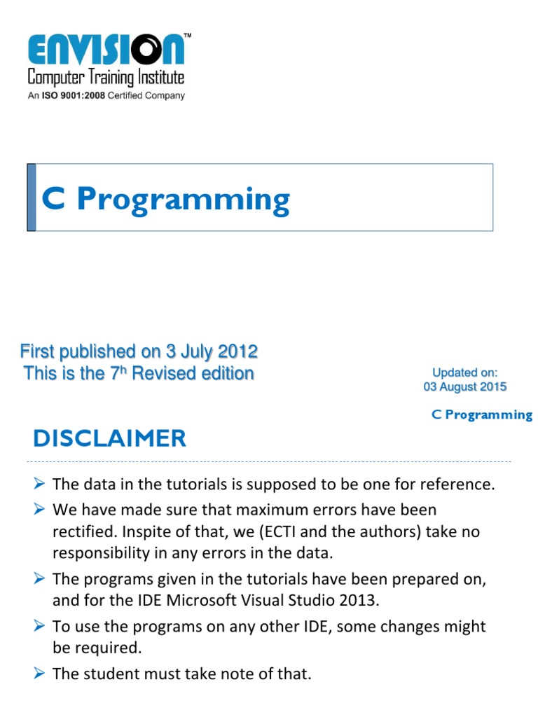 C Programming Notes | PDF | C (Programming Language) | Array Data Structure