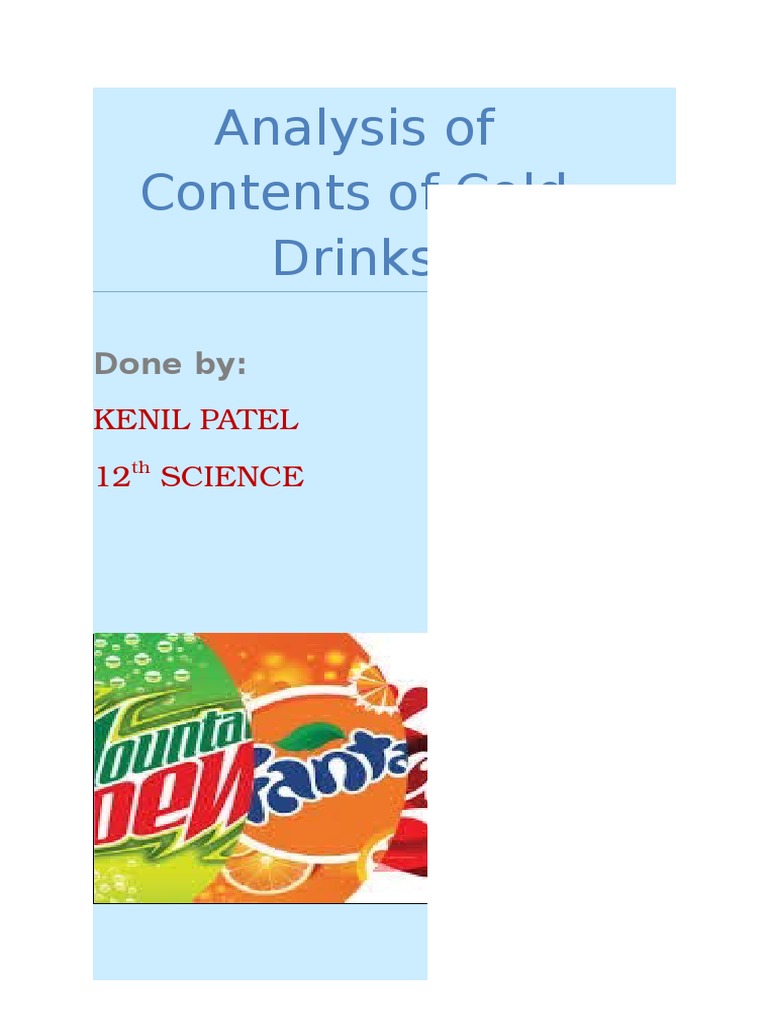 chemistry investigatory project cold drinks Sucrose Carbohydrates