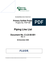 Cerro Verde Primary Sulfide Project Piping Line List