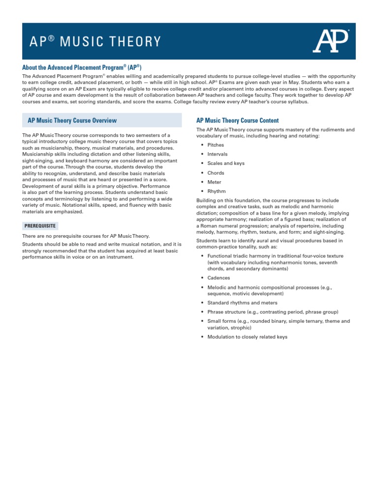 apmusictheorycourseoverview.pdf Advanced Placement Harmony