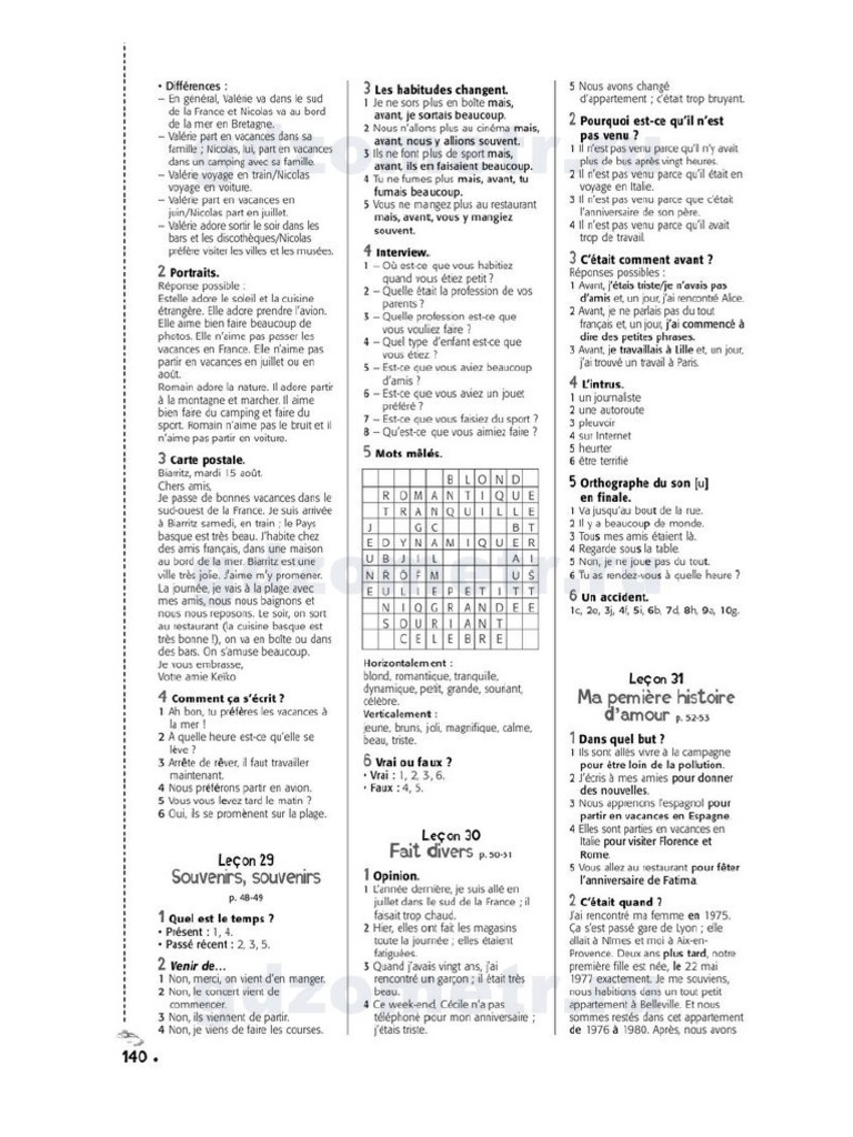 Le Nouveau Taxi 1 Answer Key