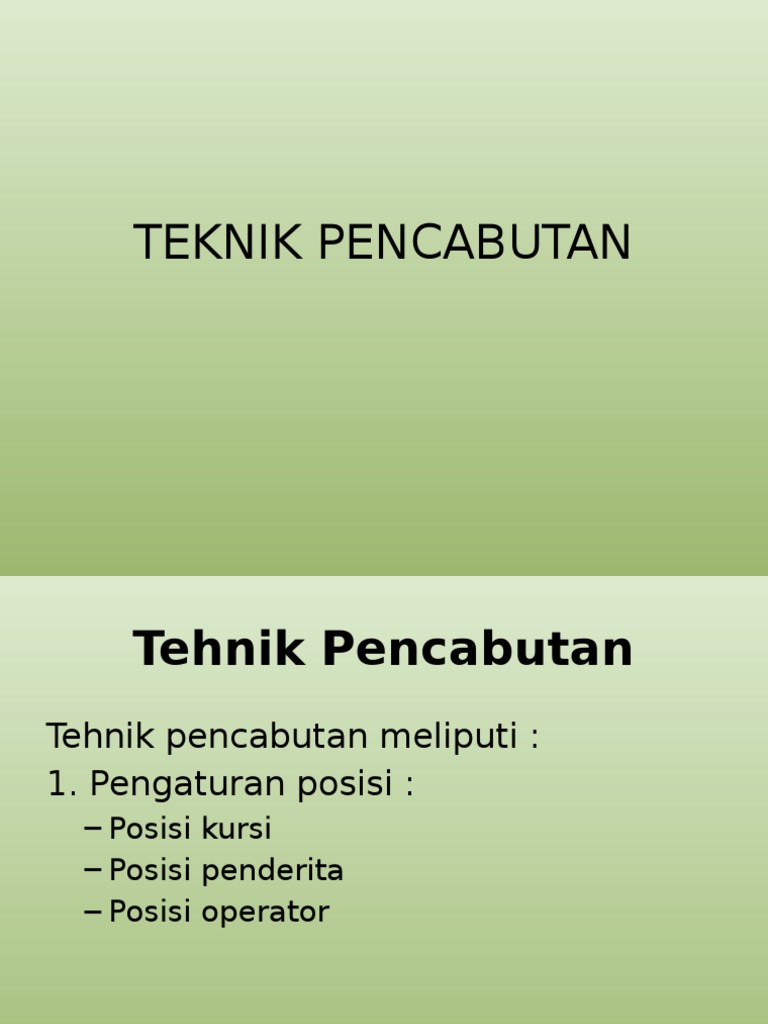 Teknik Pencabutan Gigi yang Efektif | PDF | Kajian Bahasa Asing ...
