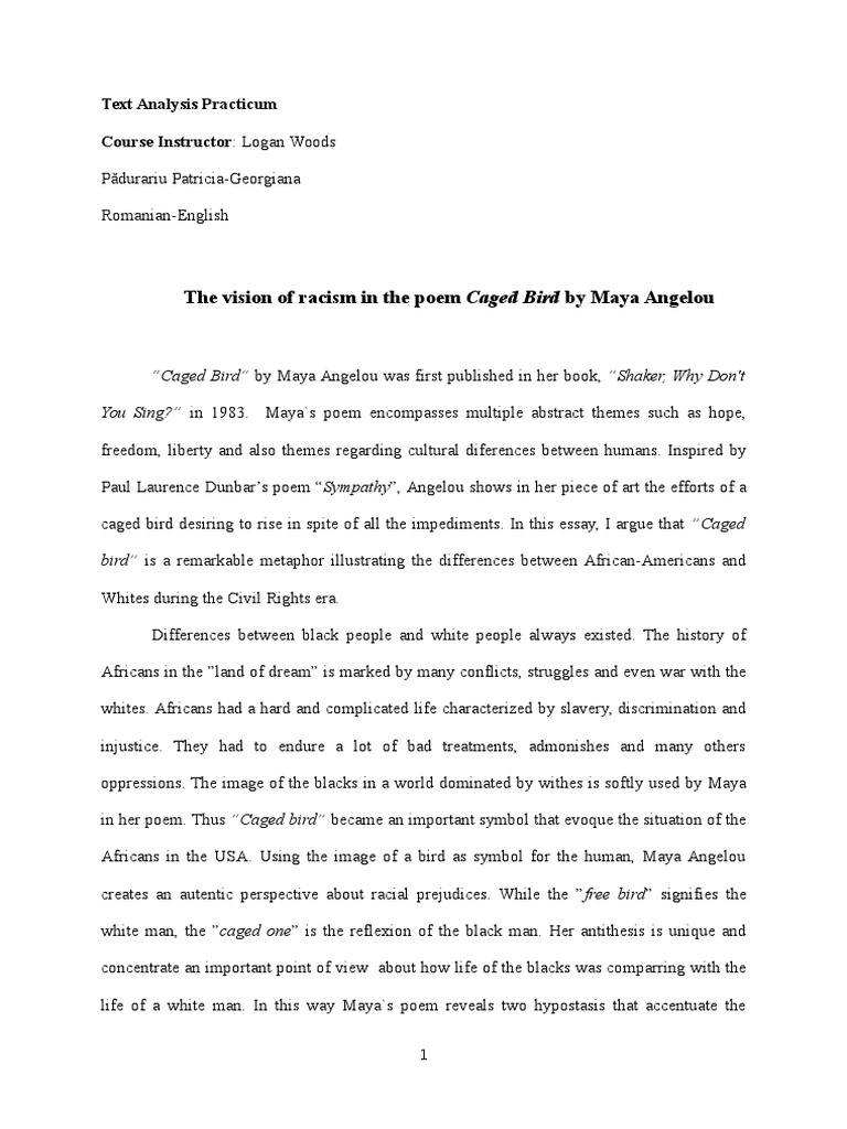 Caged Bird Maya Angelou Racism