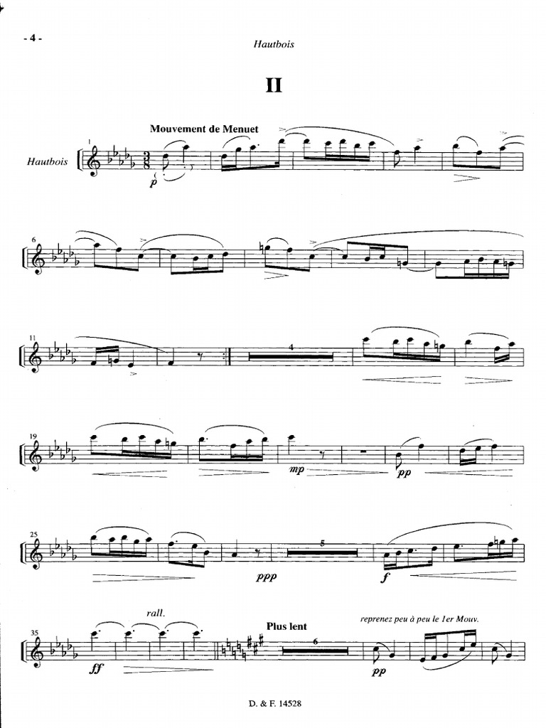 Sonatine for oboe and piano 2. and 3 mov. oboe part Maurice Ravel