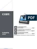 Coby Portable Digital LCD TV Model No. TFTV791 Owners Manual