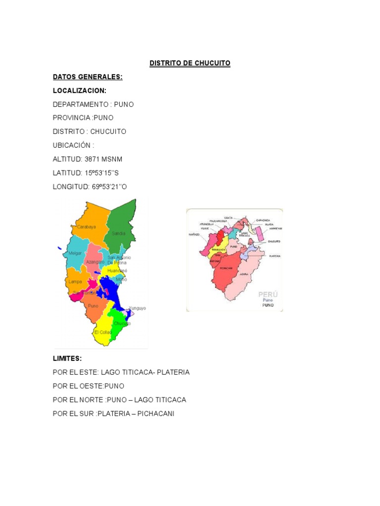 Distrito de Chucuito Datos Generales PDF Clima Ciencias de la