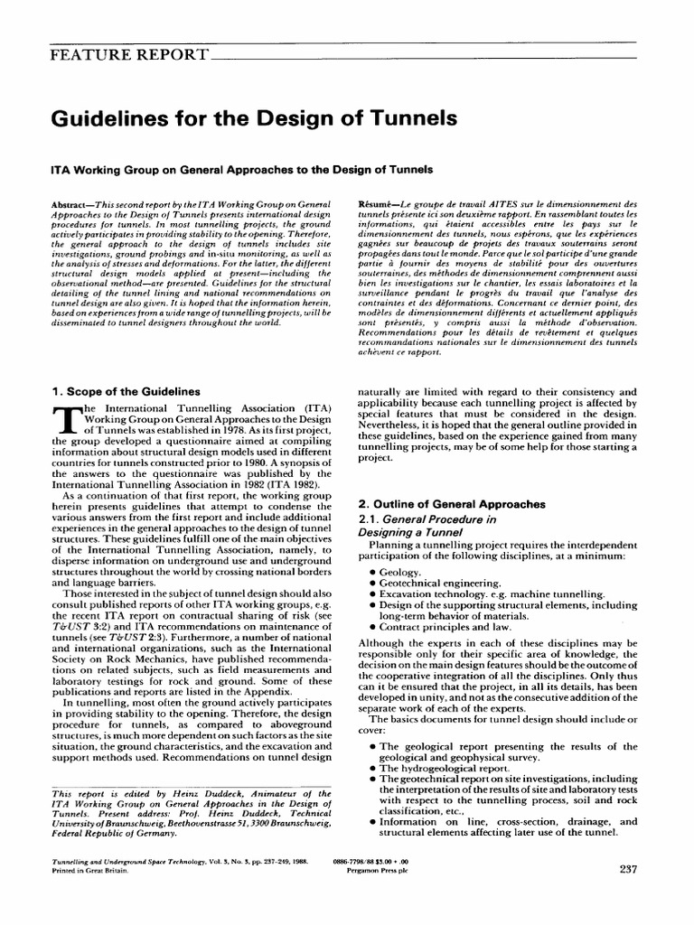 Tunnel Design Guidelines Paper | PDF | Art | Science & Mathematics