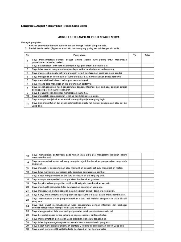 Contoh soal untuk mengukur keterampilan proses sains siswa ...