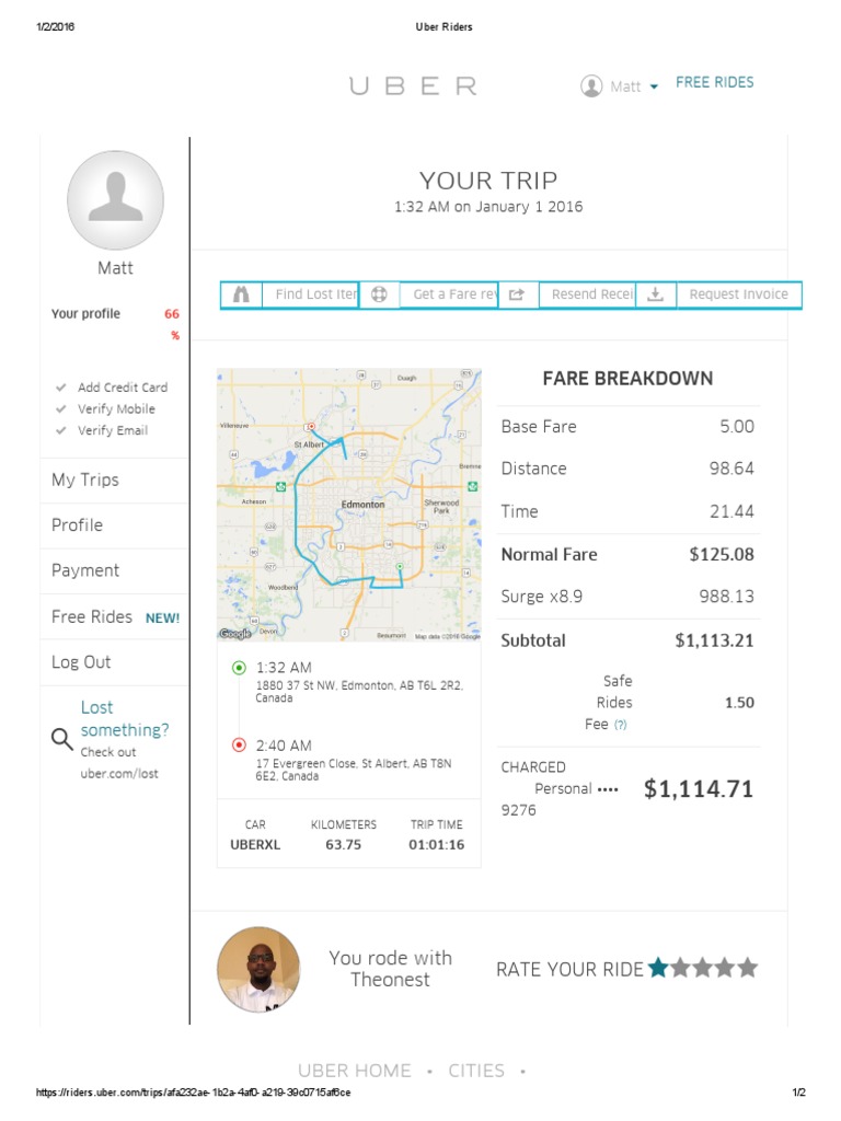 Uber Ride Summary & Fare Details | PDF | Travel