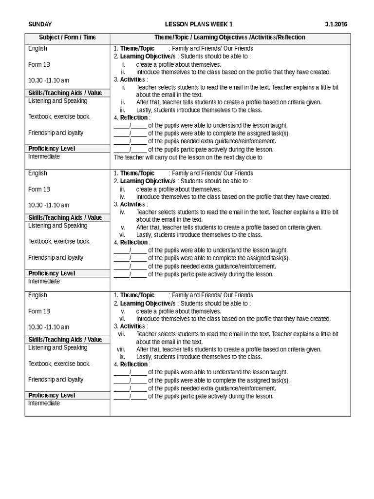 Contoh Lesson Plan RPH Bahasa Inggeris | PDF | Lesson Plan | Sharing