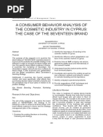 A Consumer Behaviour Analysis of The Cosmetic Industry in Cyprus The Case of The Seventeen Brand