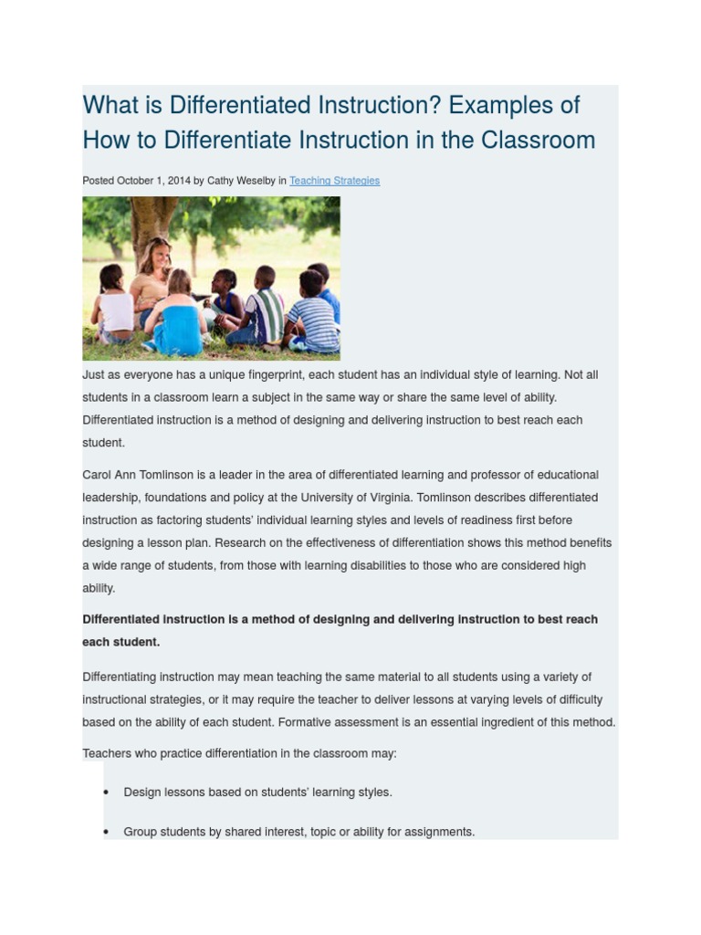 Differentiated Teaching Explained | PDF | Differentiated Instruction ...