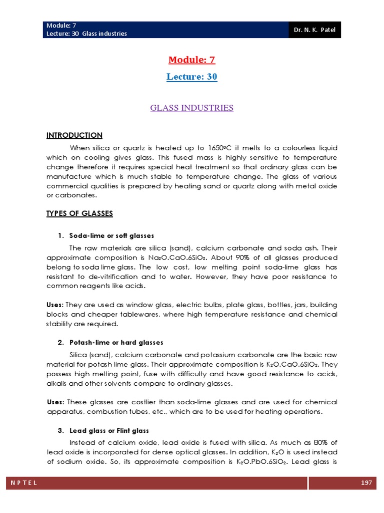 Glass Industry Pdf Pdf Glasses Silicon Dioxide