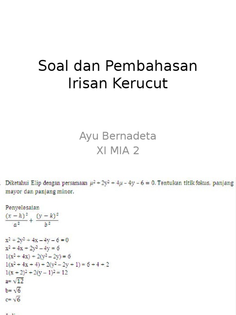 Contoh Soal Garis Singgung Parabola