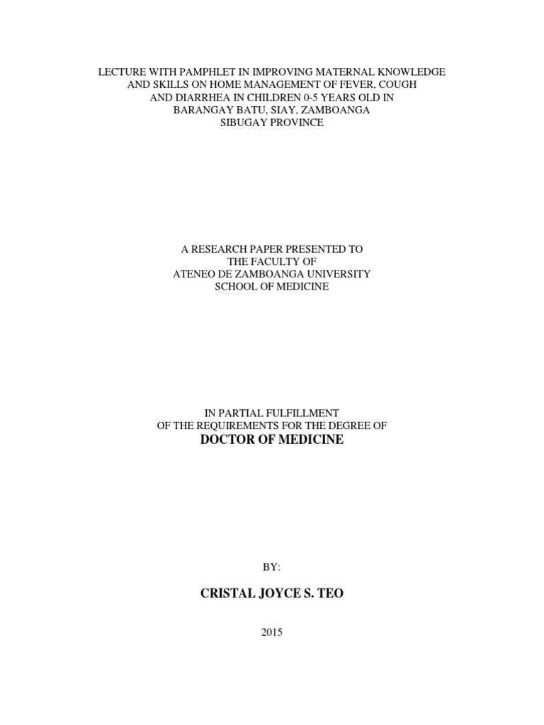 Lecture With Pamphlet in Improving Maternal Knowledge and Skills On Home Management of Fever