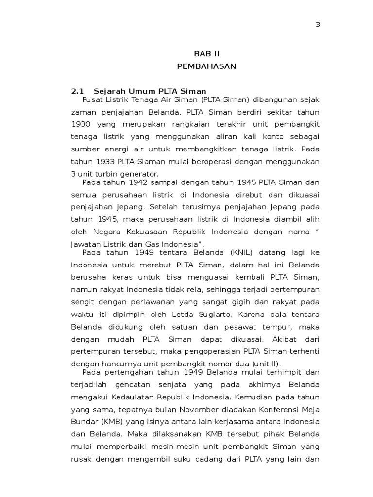 Sejarah dan Produksi PLTA Siman | PDF