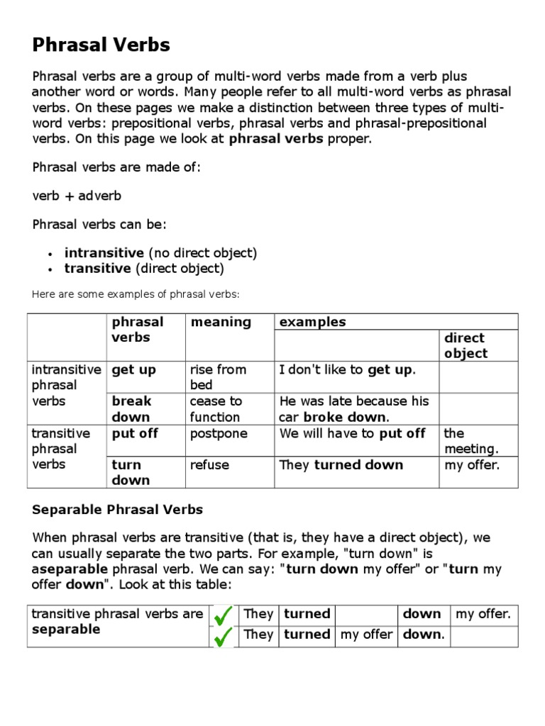 Phrasal Verbs | PDF | Object (Grammar) | Verb