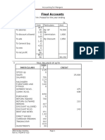 Final Accounts: Accounting For Mangers