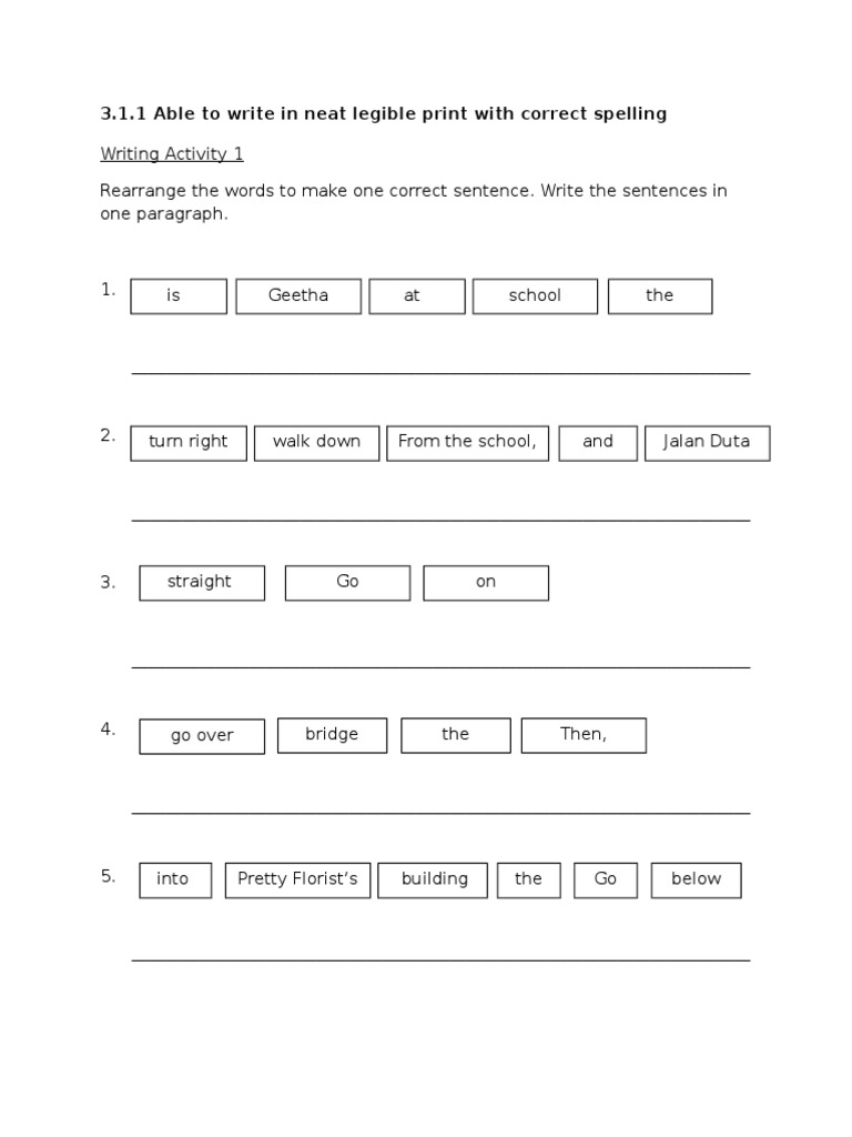 Writing Activity: Sentence Rearrangement | PDF | Self-Improvement