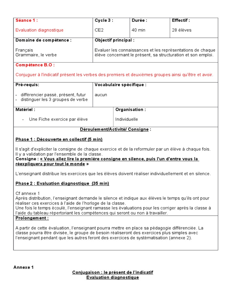 Séquence Conjugaison Présent | Conjugaison | Verbe