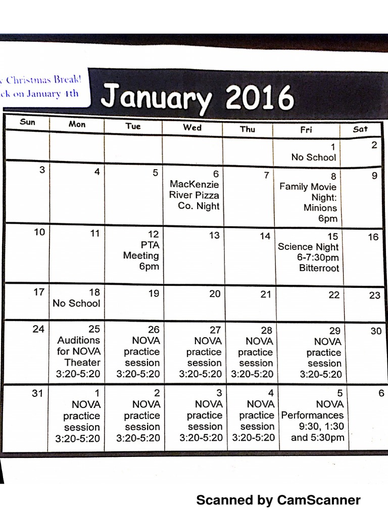 Jan Calendar | PDF
