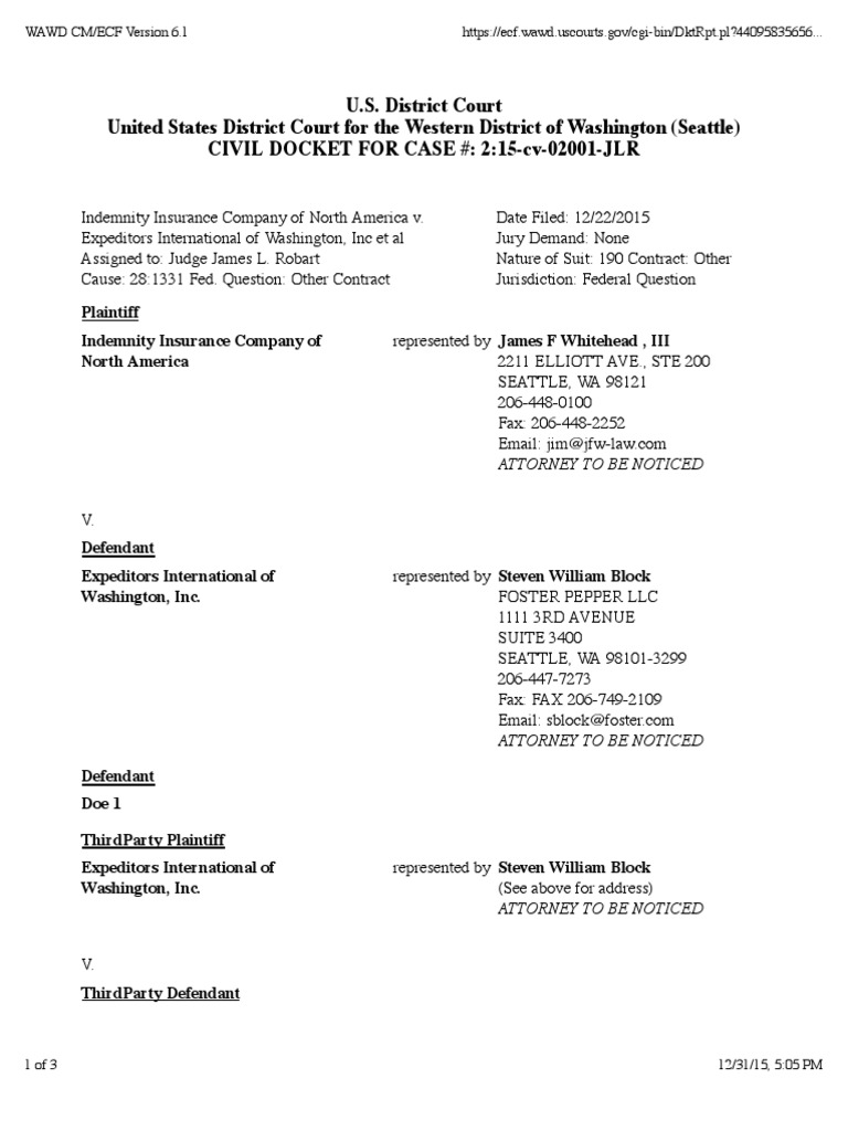 INDEMNITY INSURANCE COMPANY OF NORTH AMERICA v. EXPEDITORS