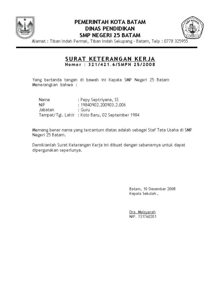 Contoh Surat Penerimaan Gaji IMAGESEE