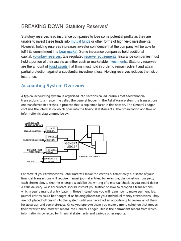 Statutory Reserves & Accounting Systems | PDF | Debits And Credits | Money