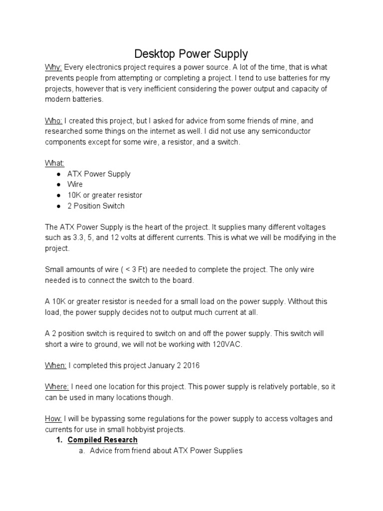 DIY ATX Power Supply Project Guide | PDF | Technology & Engineering