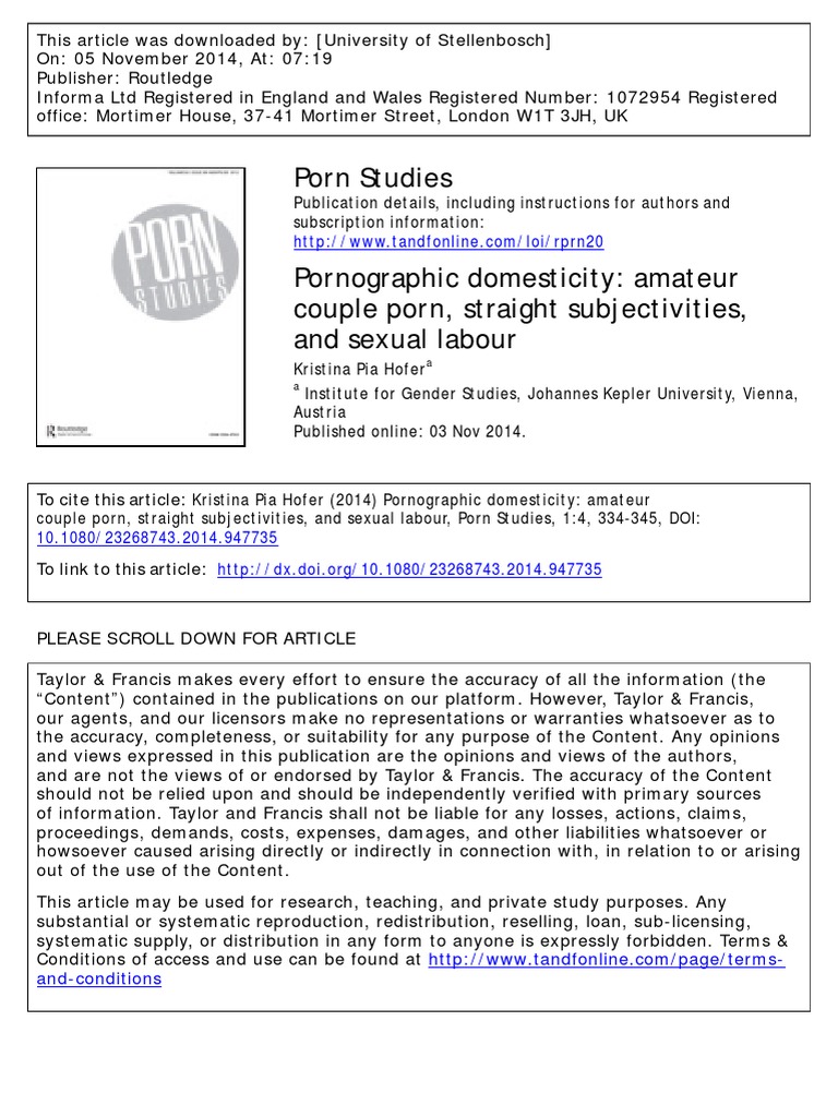 2 Pornographic Domesticity Amateur Couple Porn, Straight Subjectivities, and Sexual Labour PDF Human Sexual Activity Gender image