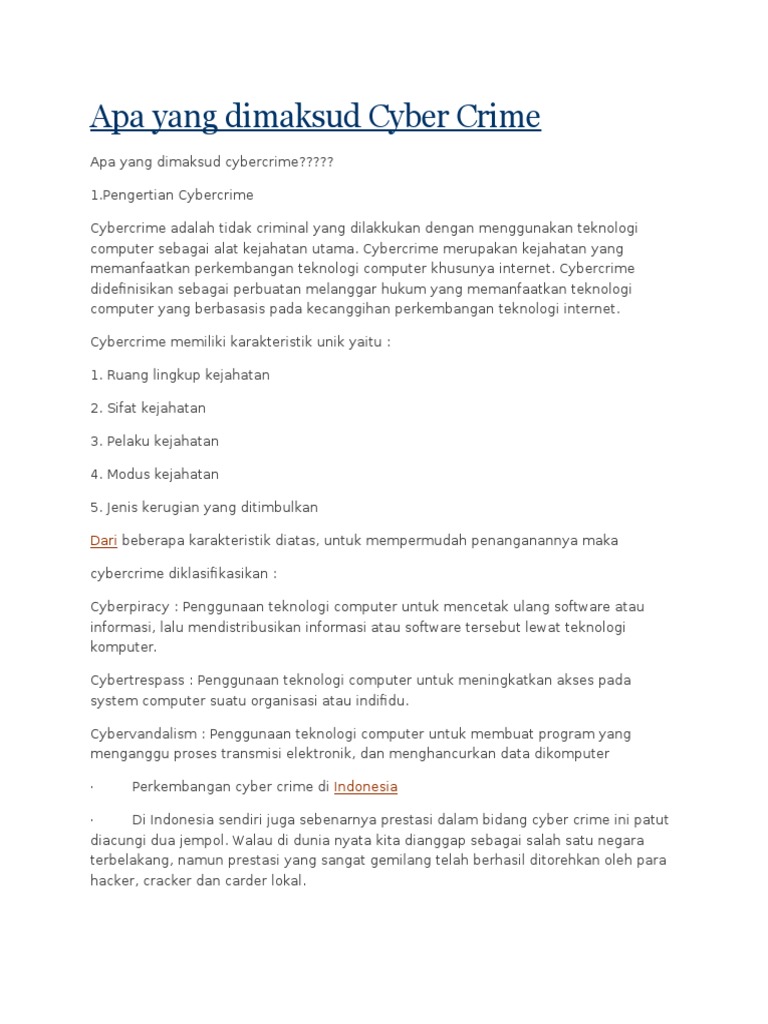 Apa Yang Dimaksud Cyber Crime Apa Yang Dimaksud Cyber Crime