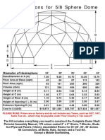 Specifications For 5/8 Sphere Dome: Diameter of Hemisphere