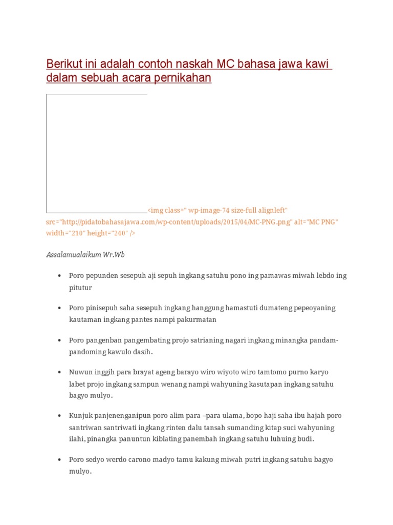 Contoh Naskah Mc Pranatacara
