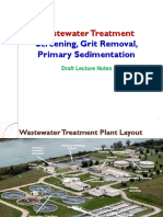 Wastewater Screening, Grit Removal & Primary Sedimentation