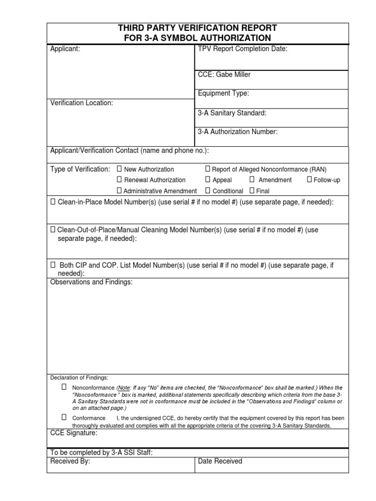 Third Party Verification Report For 3-A Symbol Authorization | PDF ...