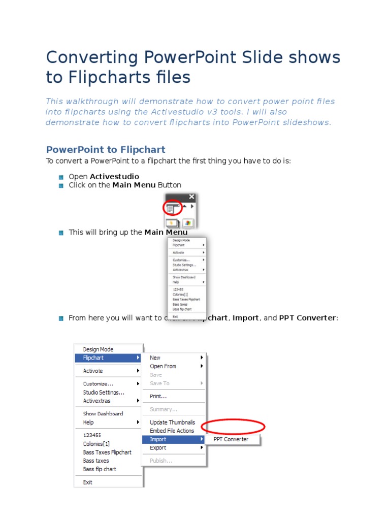 Convert PowerPoint to Flipchart Guide | PDF