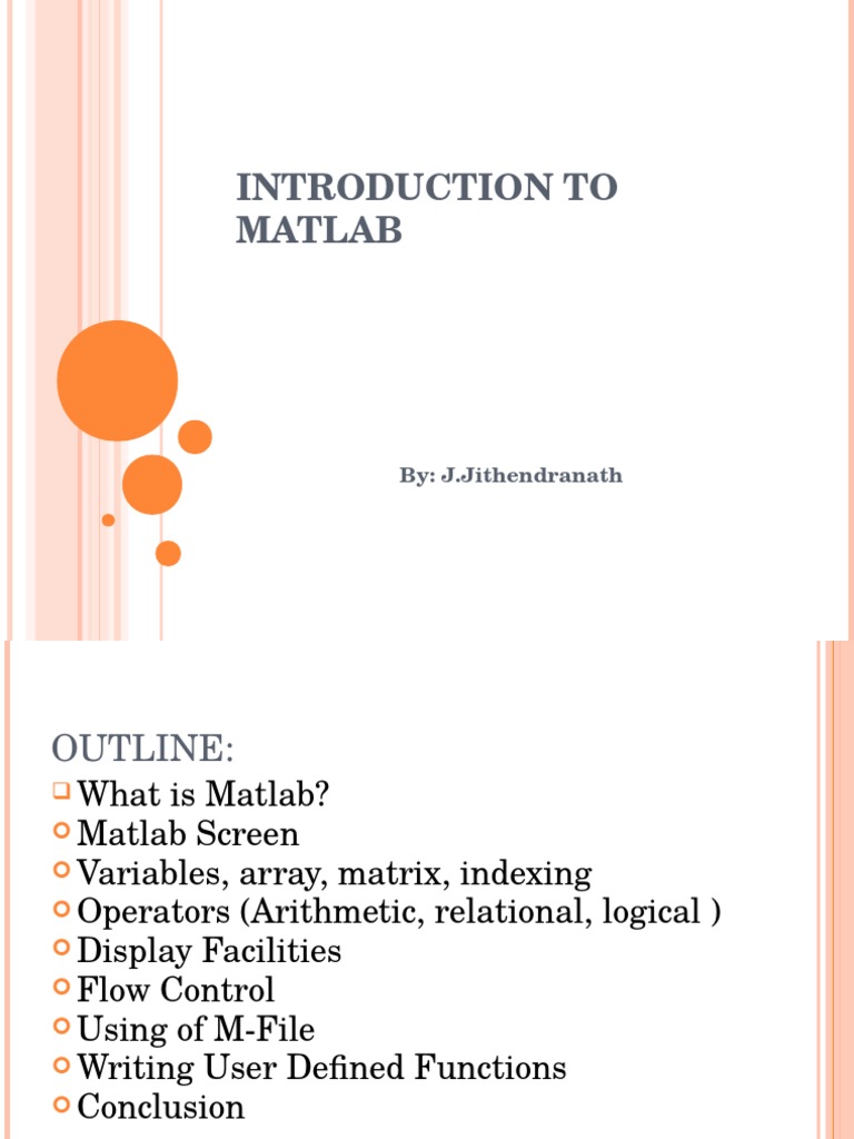 Introduction to Matlab.ppt | Matrix (Mathematics) | Computer Programming
