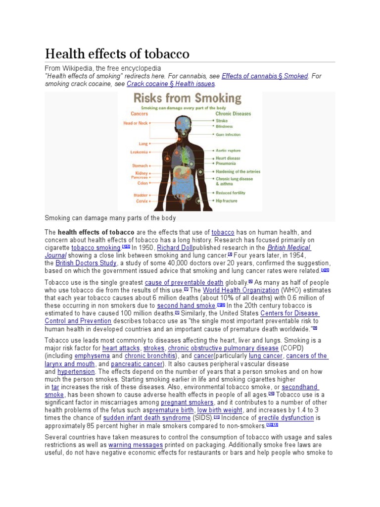 Health Effects of Tobacco | PDF