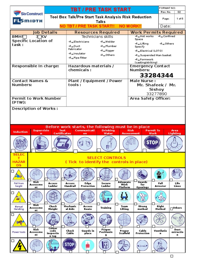 Pre-Task Safety Analysis Card | PDF | Personal Protective Equipment ...