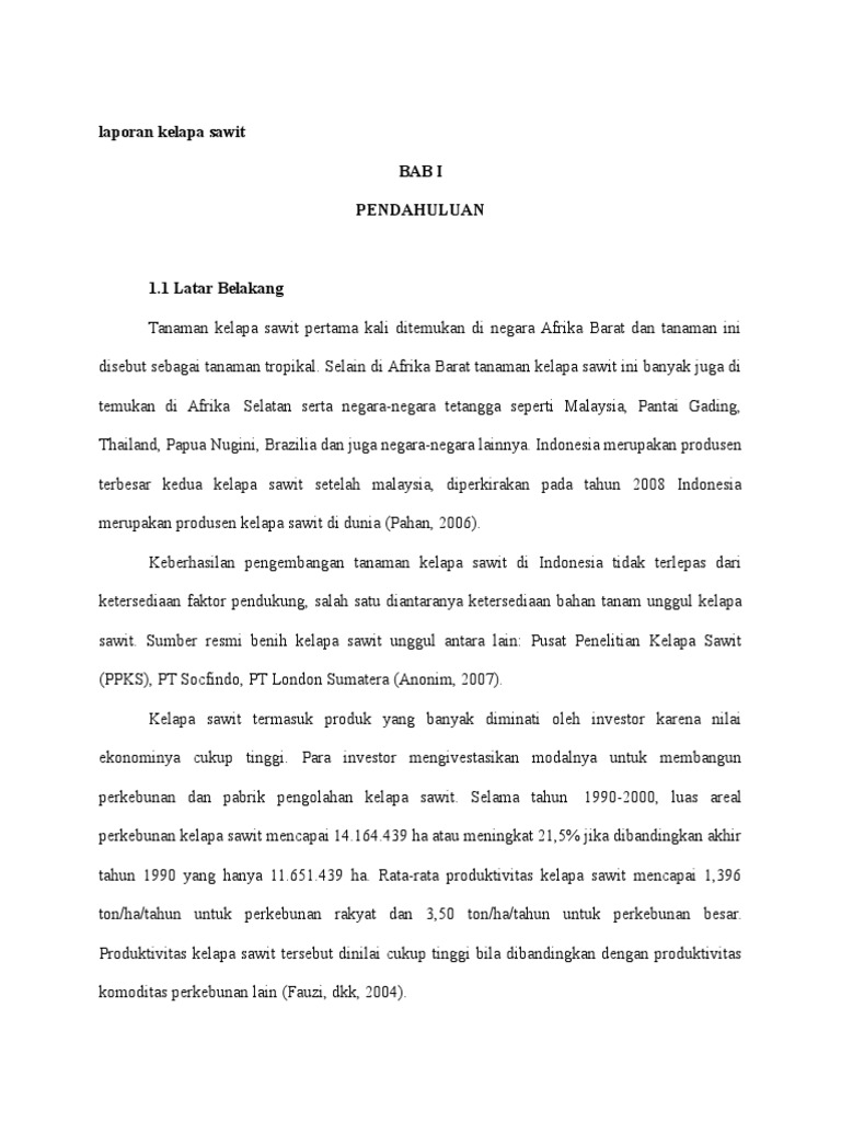 Laporan Kelapa Sawit