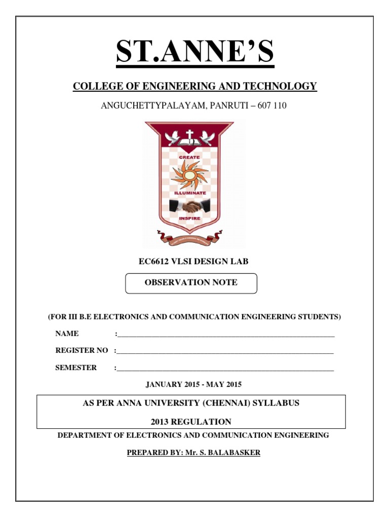 EC6612 VLSI Design Lab | PDF | Field Programmable Gate Array | Hardware ...