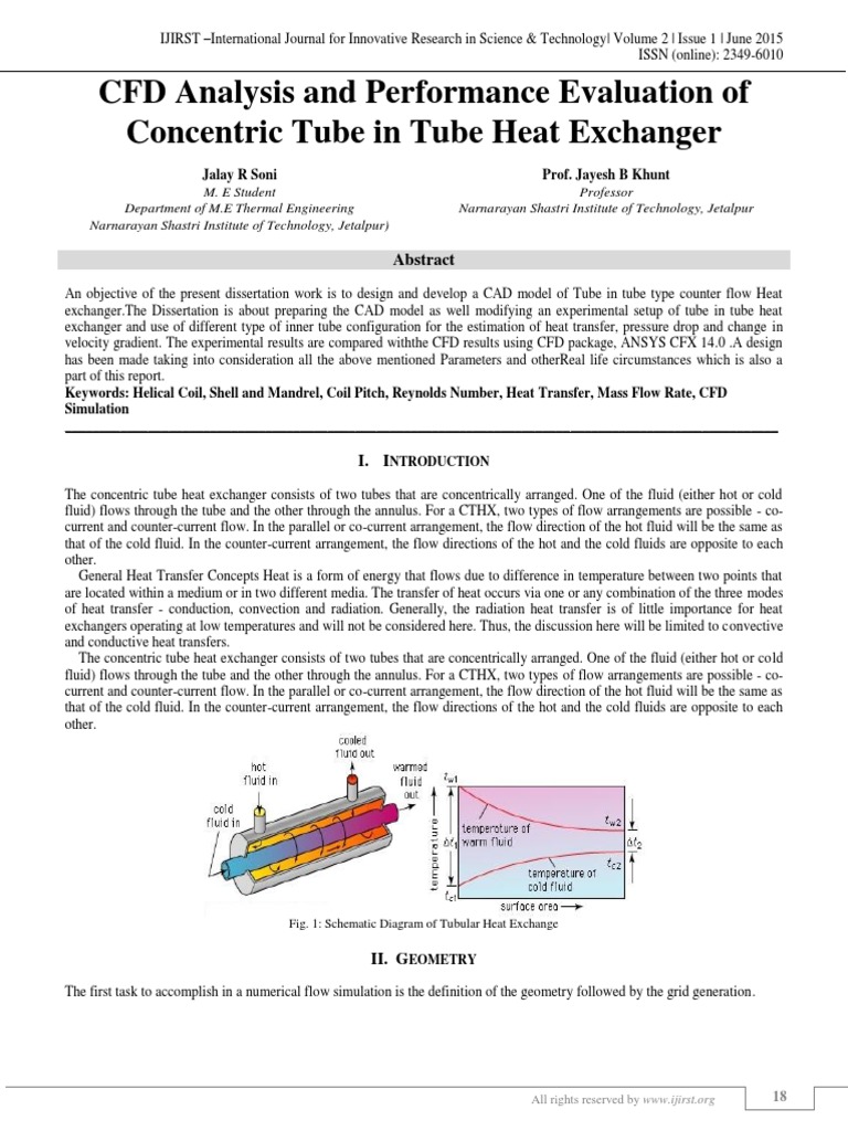 CFD Analysis And Performance Evaluation of Concentric Tube In Tube Heat