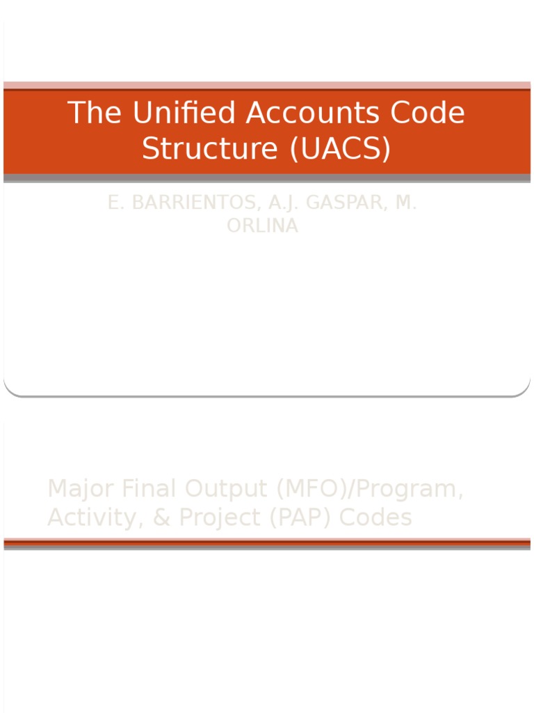 UACS Code Structure and COFOG Overview | PDF | Expense | Budget