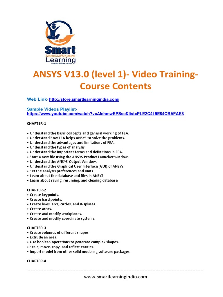 ANSYS V13.0 Level 1 Video Training | PDF