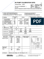 Injection Pump Calibration Data: 1. Test Conditions