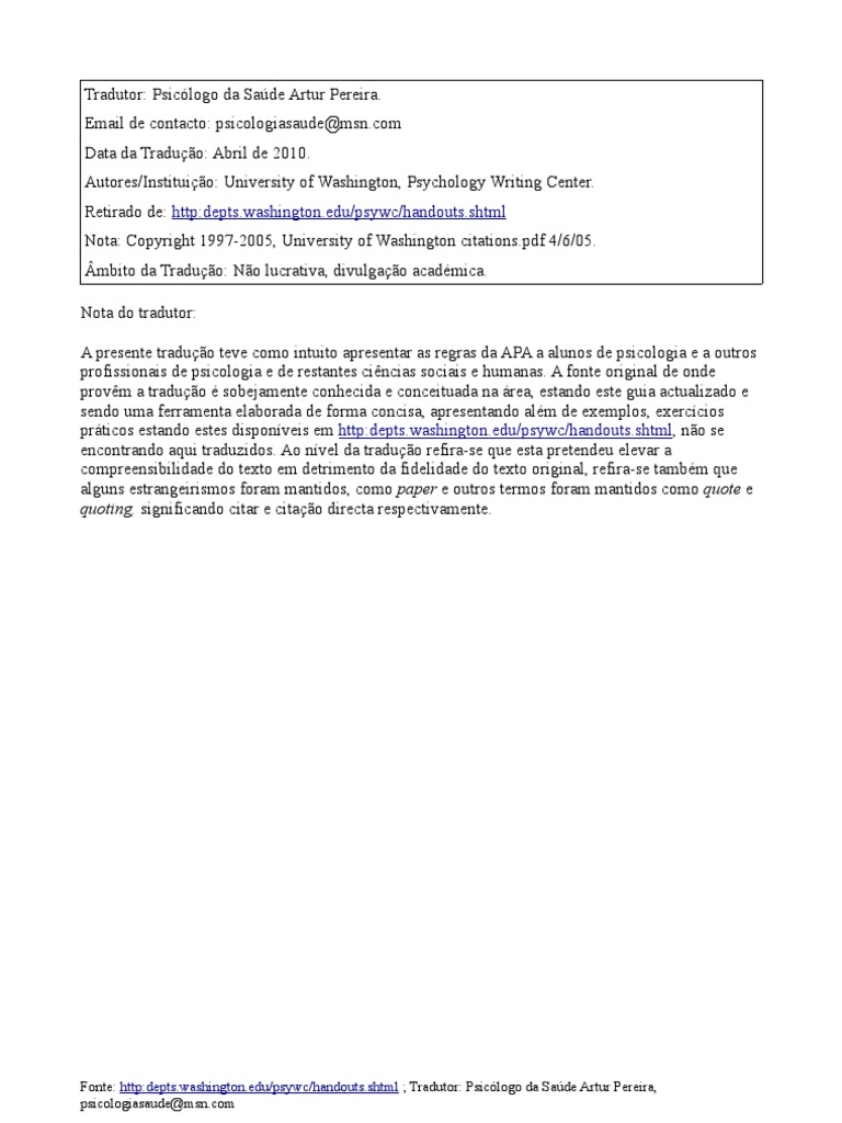 Normas Da APA - Referências e Citações - Com Exemplos | PDF | Citação ...