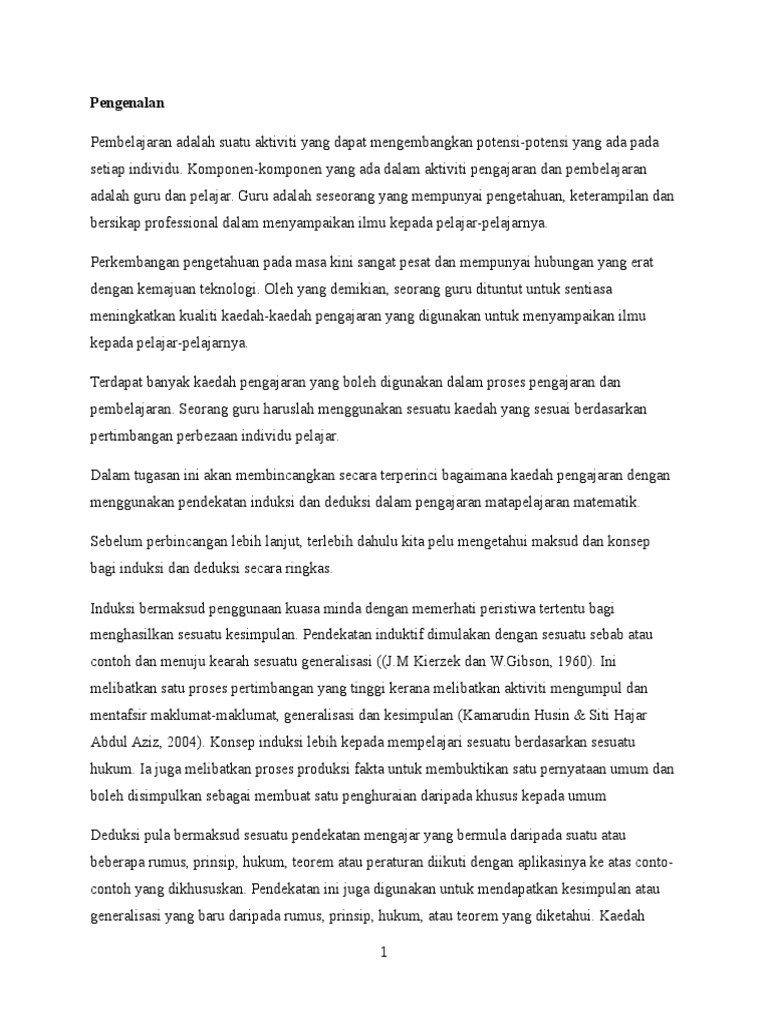 Jawapan Tugasan Induksi Dan Deduksi