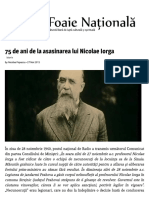 75 de Ani de La Asasinarea Lui Nicolae Iorga - Foaie Națională