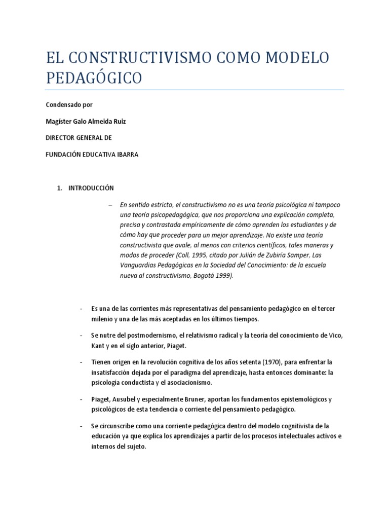 Constructivismo | PDF | Constructivismo (filosofía de la educación ...