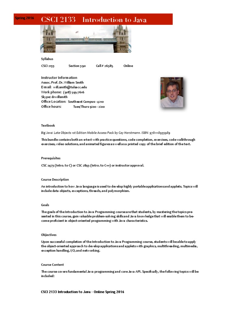 I - CSCI - 2133 - 390 - 26585 - 201620 Introduction To JAVA - Online ...